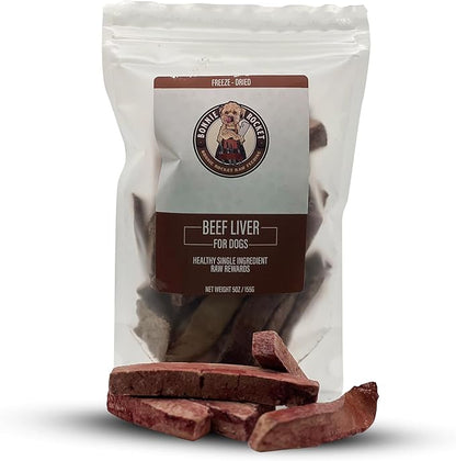 Beef Liver Treats for Dogs & Cats - Single Ingredient, Freeze Dried, Healthy & Raw Treats for Pets - Rich in Protein, Amino Acids & Glucosamine - Promotes Healthy Bones & Digestion