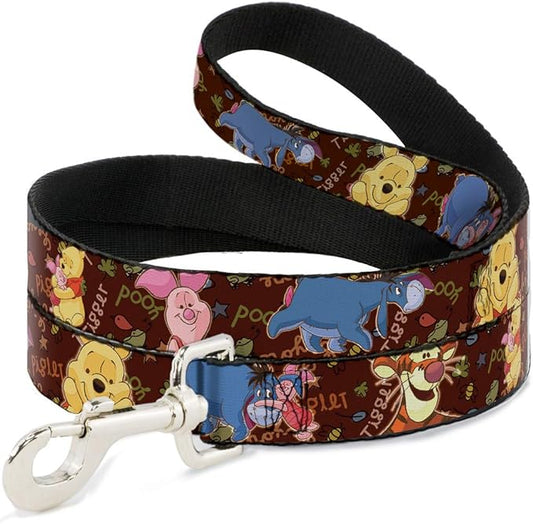 Buckle-Down Pet Leash - Winnie the Pooh Character Poses - 4 Feet Long - 1/2" Wide