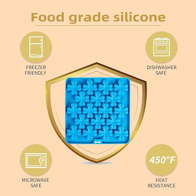 Lick Mat for Dogs Cats, Slow Feeder Pad, Dog Lick Mat, Food-Grade Silicone Treat Pad, Dry Wet Food Mat, Smell Training Slow Eating for Dogs and Cats, Boredom Anxiety Relief