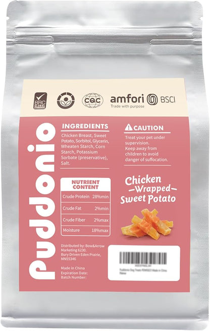 Dog Treats, Chicken Wrapped Sweet Potato Jerky Treats, Rawhide Free Soft Training Snacks for Puppy and Small Dogs, 14 oz
