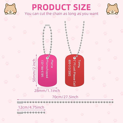 300 Pcs Blank Dog Tags Set Includes 150 Pcs Aluminum Blank Tags Laser Engraving Blanks and 150 Pcs Necklace Chain Rectangle Stamping Tags for Pet DIY Decorative Craft, 10 Colors(150 Set)