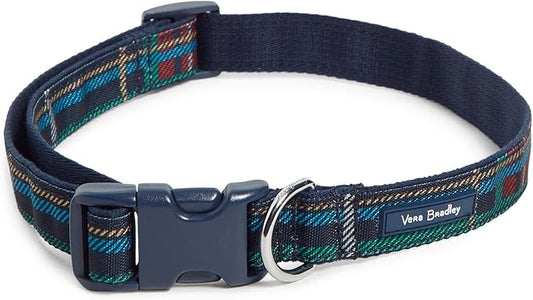 Vera Bradley Women's Recycled Lighten Up Water-repellent Adjustable Pet Collar, Tartan Plaid, Large