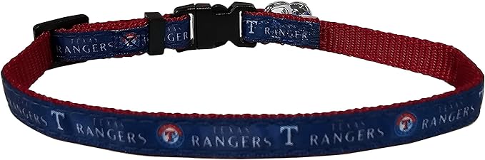 MLB CAT Collar Texas Rangers Satin Cat Collar Baseball Team Collar for Dogs & Cats. A Shiny & Colorful Cat Collar with Ringing Bell Pendant