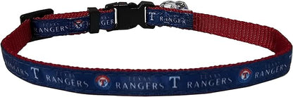MLB CAT Collar Texas Rangers Satin Cat Collar Baseball Team Collar for Dogs & Cats. A Shiny & Colorful Cat Collar with Ringing Bell Pendant