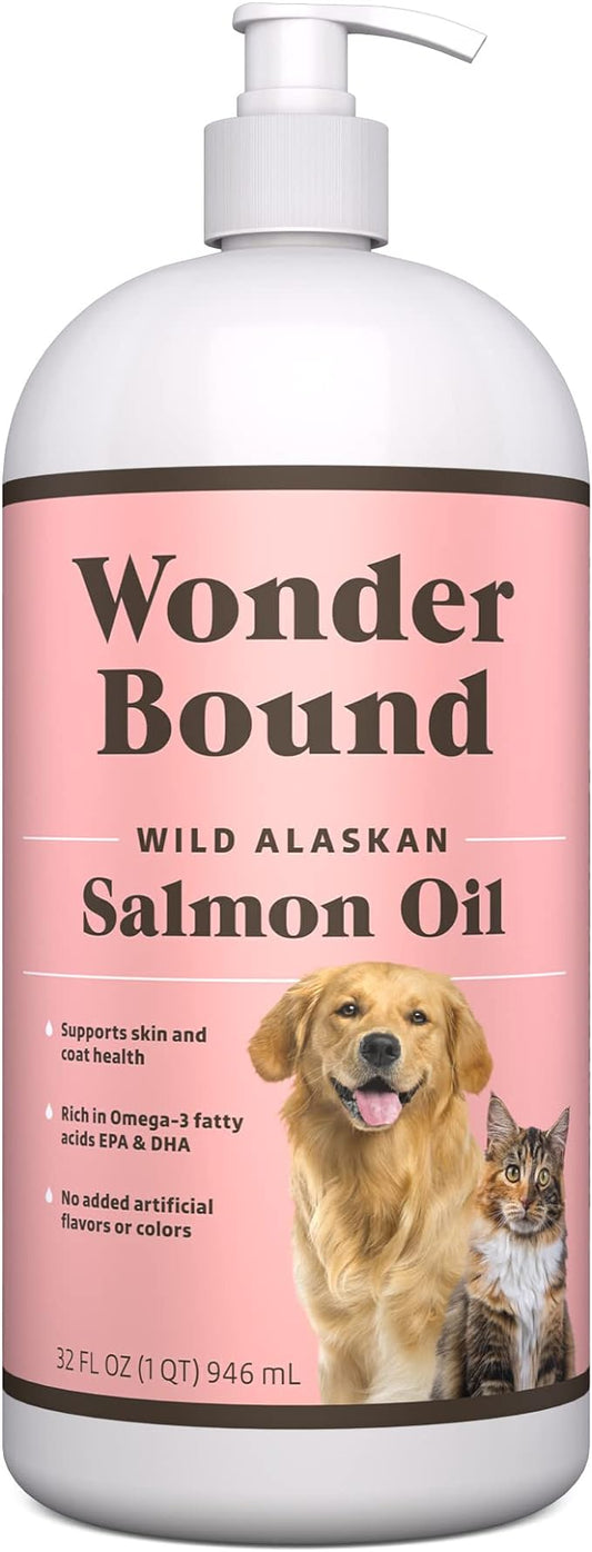 Amazon Brand - Wonder Bound Wild Alaskan Salmon Oil for Dog, Cat, 32 fl oz
