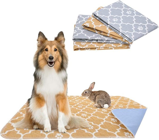 KOOLTAIL Washable Pee Pads for Dogs - 4 Packs Reusable Potty Training Pads Waterproof, Anti-Slip Puppy Whelping Mat, Fleece Liners for Small Animals Rabbits