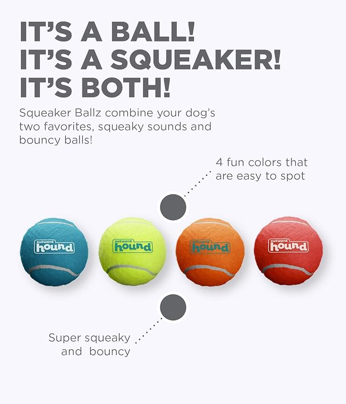 Outward Hound Squeaker Ballz Fetch Dog Toy, XS, 8-Pack
