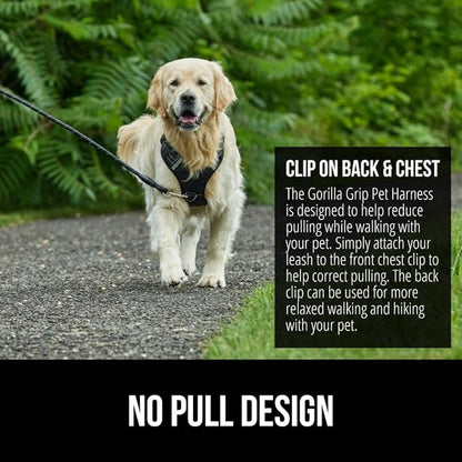 Gorilla Grip No Pull Comfortable Durable Dog Harness with Handle, Pet Leash Clips on Chest or Back for Walking, Padded Mesh Pets Vest, Adjustable Reflective Straps, Puppy Training, Black