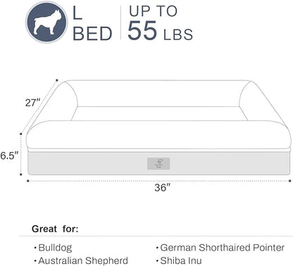 Large Dog Bed, Grey Orthopedic Dog Bed, Waterproof Dog Bed with Removable Cover, 4-Sides Removable Bolster Dog Soft Sofa Bed with Nonskid Bottom, Washable Dog Beds for Large Dogs