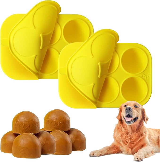 6 Cavities Dog Treat Molds with Lid Compatible with Woof Pupsicle and Power Chewer Pupsicle, Silicone Molds for Dog Frozen Treats, Reusable Tray for Making Refill Treats for Pupsicle Toy (2Pcs)