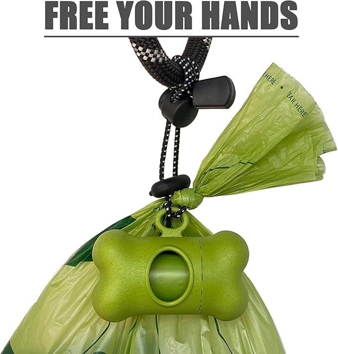 Bag Dispenser Dog Poop Bags Holder Dog Waste Bags Dispenser with Leak-Proof Green Poop Bags for Leash On The Go for Walking Dogs Outdoor(1 Holder 15 Bags，Grass Green)