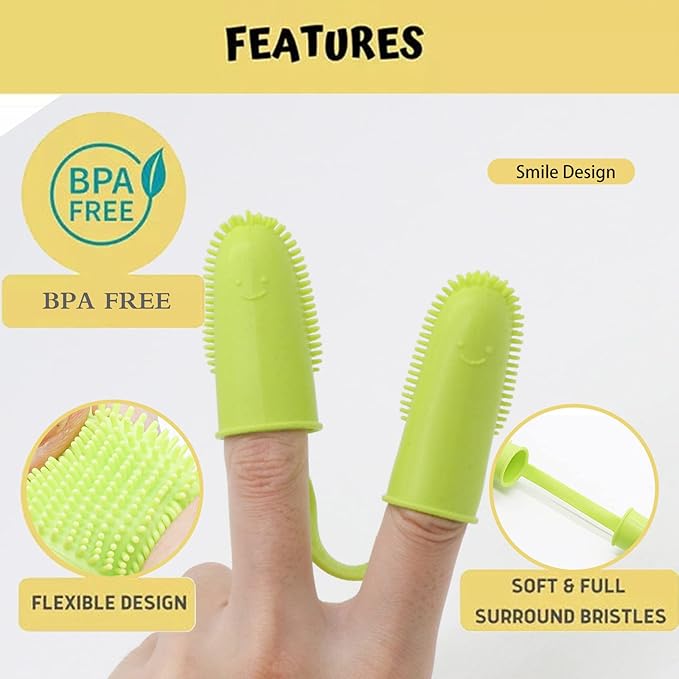 Dog Toothbrush Kit, 6Pack Dog Finger Toothbrush for Dog Teeth Cleaning&Dog Dental Care, Cat Toothbrush Dog Tooth Brush Puppy Toothbrush Pet Toothbrush (Green (6-Pack))