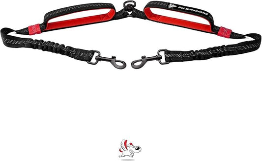 Exquisite Two Dog Leash Splitter | Double Dog Leash for Large Dogs Heavy Duty | No Tangle 2 Dog Leash Coupler | Dual Dog Leash Attachment | Retractable Dual Leashes for 2 Dogs