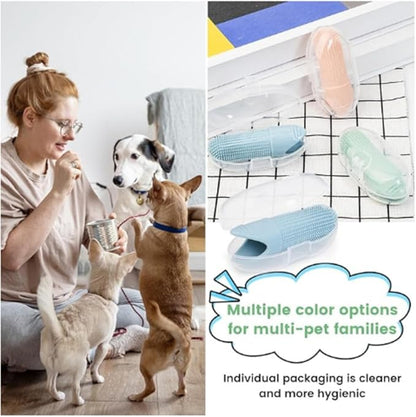 4-Pack Dog & Cat Finger Toothbrush - 360° Cleaning, Food-Grade Silicone, Fits All Fingers - Premium Dental Care for Pets