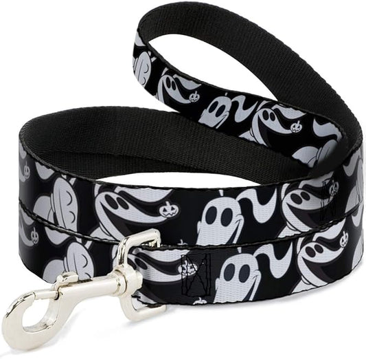 Dog Leash Nightmare Before Christmas Zero Expressions Black White 6 Feet Long 0.5 Inch Wide