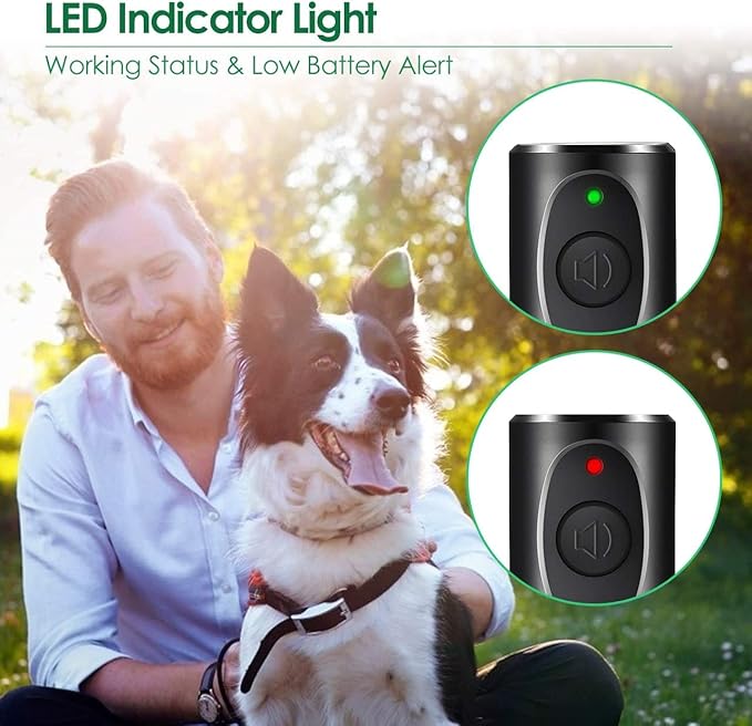 MODUS Ultrasonic Dog Barking Deterrent Device, Anti-Barking Device for Dogs, Bark Control Range of 16.4Ft, Dog Trainer, Wrist Strap, Battery Included, LED Indicate, Indoor and Outdoor