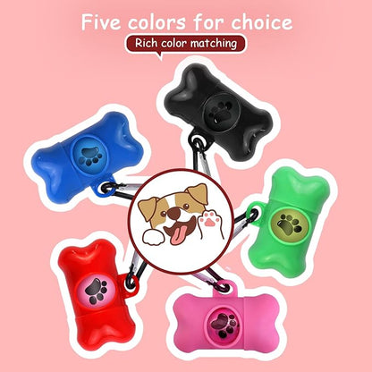 Dog Poop Bags Dispenser with Carabiner Clip, Doggy Poop Bag Holders for Leashes Include 1 Roll (15 Bags) Leak-Proof Large Lavender Scented Doggie Pet Waste Bags, Eco-Friendly Dog Accessories, Red