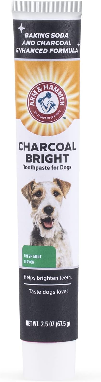 Arm & Hammer Charcoal Bright Toothpaste for Dogs, Charcoal | Pet-Safe, Natural Dog Toothpaste & Breath Freshener with Charcoal & Enzymes | 2.5oz Canine Teeth Cleaning Paste Arm & Hammer