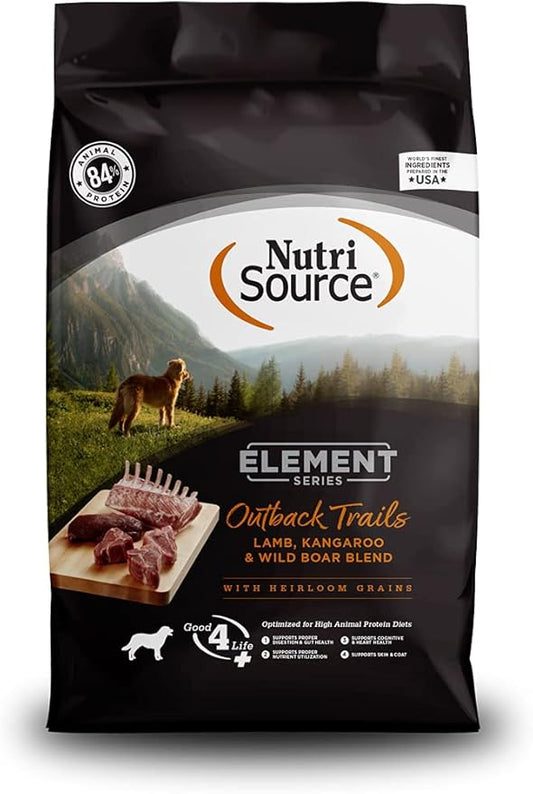 NutriSource Element Series Dry Dog Food, Lamb, Kangaroo and Wild Board, with Heirloom Grains, 12LB