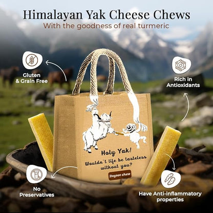 Dogsee Himalayan Yak Cheese Dental Dog Chews with Turmeric Value Pack 3lb (Small - 40 Chews) | Hip & Joint Health Support | 100% Natural | Easily Digestible Dog Treats