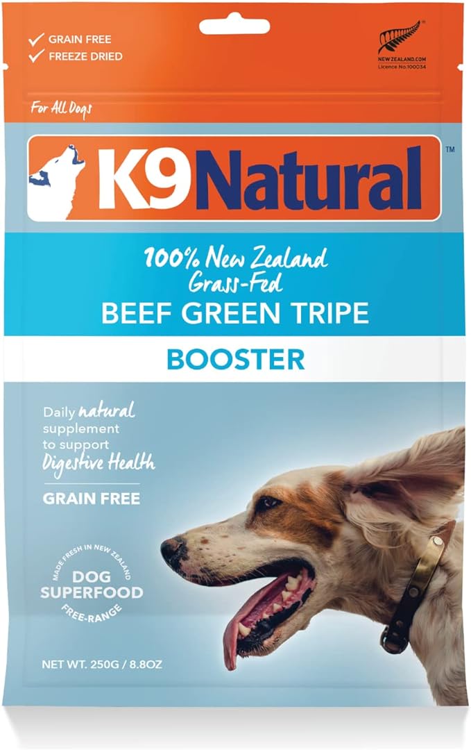 K9 Natural - Grain Free Freeze Dried Dog Food Supplement Booster - Beef Green Tripe, 8oz