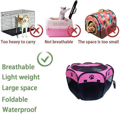 Portable Pet Playpen,Foldable Dog Playpen for Dogs and Cats,Rabbits,Pet Exercise Pet Tents Indoor Outdoor Use (S(28.7" x 28.7" x 16"), Rosered)