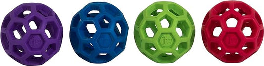 JW Pet Hol-ee Roller Dog Toy Puzzle Ball, Natural Rubber, Mini (1.75 Inch Diameter), Colors May Vary