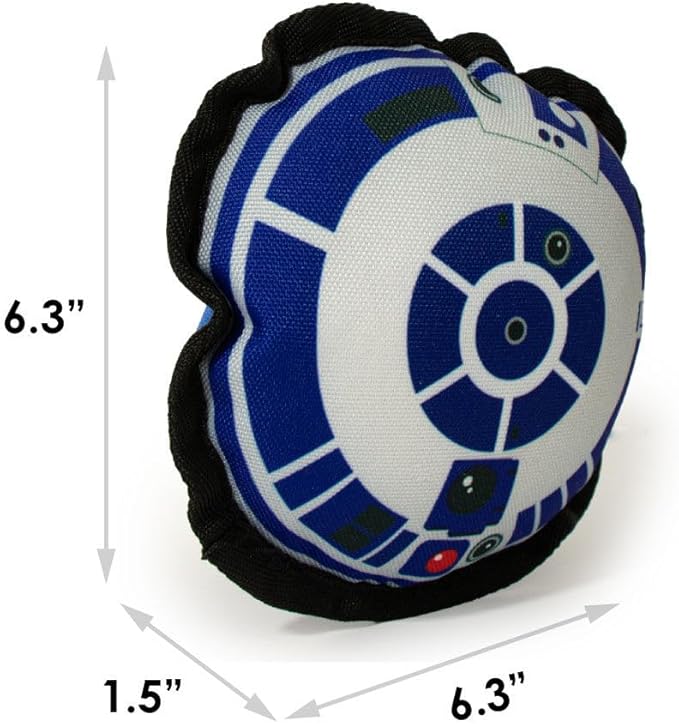 Buckle-Down Dog Toy, Star Wars, Ballistic Squeaker R2D2 Head Top View, 8 x 8 in (20.3 x 20.3 cm) (DTPT-SWBAI)