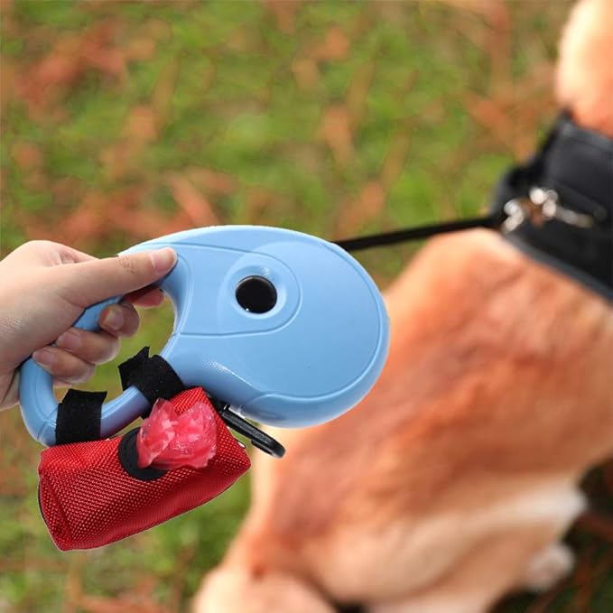 SLSON Pet Waste Bag Dispenser Zippered Pouch,Portable Dog Poop Bag Holder Leash Attachment Lightweight Fabric Bags (Red)