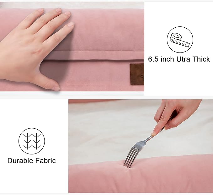 Large Dog Bed, Pink Orthopedic Dog Bed, Waterproof Dog Bed with Removable Cover, 4-Sides Removable Bolster Dog Soft Sofa Bed with Nonskid Bottom, Washable Dog Beds for Large Dogs