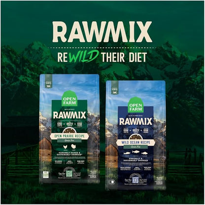 Open Farm RawMix Prairie Recipe for Cats, includes Kibble, Bone Broth, and Freeze Dried Raw, Inspired by The Wild, Humanely Raised Protein and Non-GMO Fruits and Veggies, 8 lb
