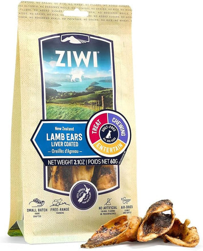 ZIWI Dog Chews and Treats – All Natural, Air-Dried, Single Protein, Grain-Free, High-Value Treat, Snack, Reward (Lamb Ears) 2.1 Ounce (Pack of 1)