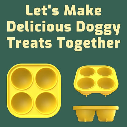 Frozen Treat Tray Mold, Freezable Fillable Rubber Molds Freeze Refill Treats for Treat Dispensing Dog Toy, Treat Dispensing Refillable Homemade Freezable Dog Food, Yellow