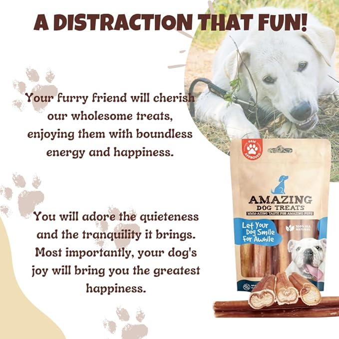 Amazing Dog Treats Bully Sticks 6 Inch [Extra Thick - 25 Pcs/Pck] -NO Hide Bones for Dogs - Safe Chews for Dogs - Long Lasting Bully Sticks for Dogs