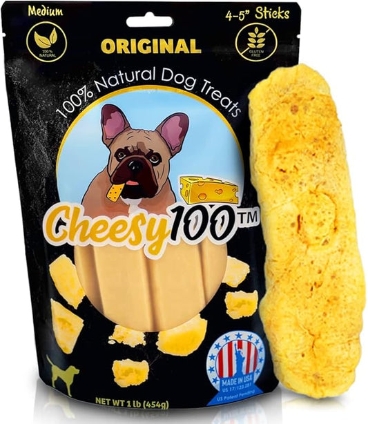 Cheese Dog Chews|US-Crafted for Puppies & Dogs |Softer Natural Alternative to Himalayan Dog Chews & Yak Chews| Salt & Rawhide-Free| Tastier than Yak Chews (8 Medium Sticks)