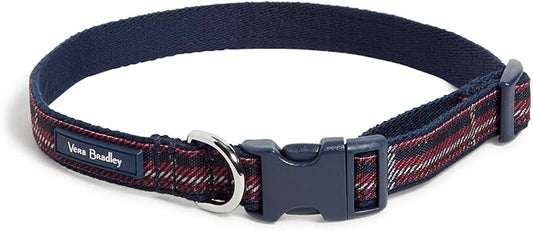 Vera Bradley Women's Recycled Lighten Up Water-repellent Adjustable Pet Collar, Tartan Plaid, Medium