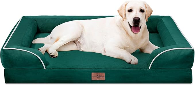 Extra Large Dog Beds Jumbo Breed, Orthopedic Dog Bed Waterproof, PV Washable Dog Sofa Bed with Removable Cover & Non-Slip Bottom(Jumbo,Emerald)