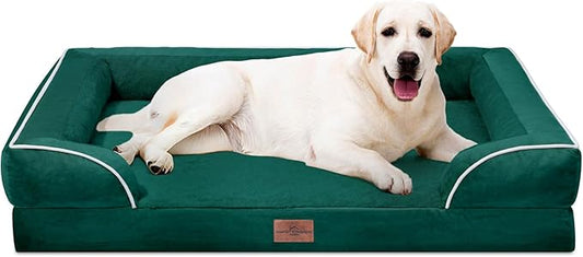 Extra Large Dog Beds Jumbo Breed, Orthopedic Dog Bed Waterproof, PV Washable Dog Sofa Bed with Removable Cover & Non-Slip Bottom(Jumbo,Emerald)