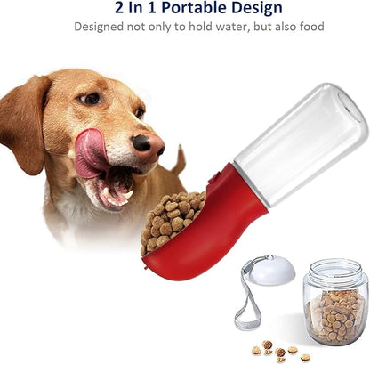 WePet Portable Dog Water Bottle with Food Container, 19 OZ + 6 OZ, Leak Proof Puppy Water Dispenser with Drinking Feeder for Pets Outdoor Walking, Hiking, Travel, Food Grade Plastic