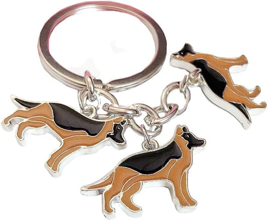 Dog Keychain, Pet Pendant Key-Ring, Cute Puppy ID Tags Metal Key Ring for Dog Lover (German Shepherd Dog)