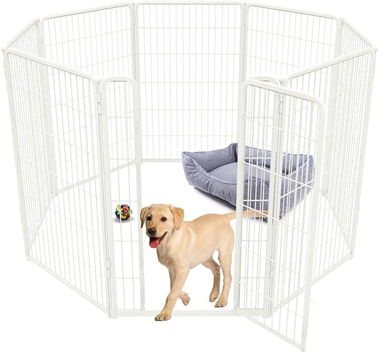 FXW Homeplus Dog Playpen Designed for Indoor Use, 45" Height for Large Dogs, White│Patented