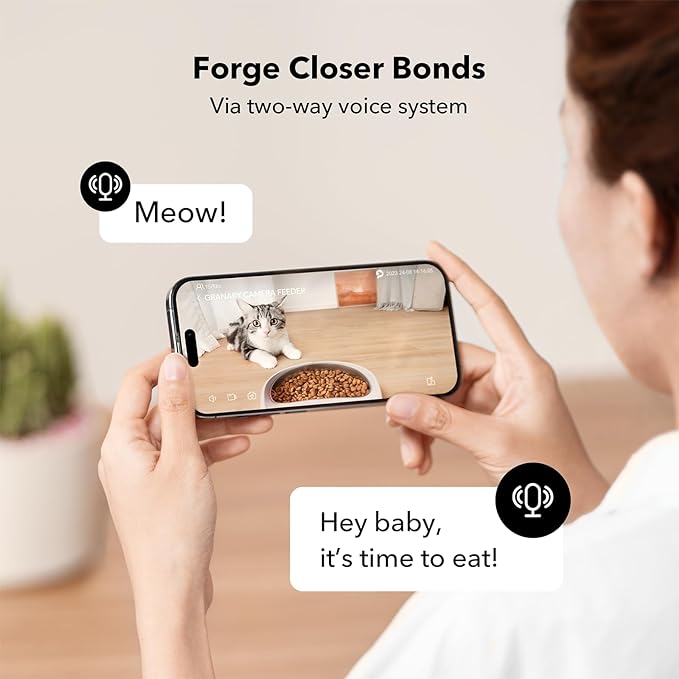PETLIBRO Automatic Cat Feeder with Camera, 1080P HD Video with Night Vision, 5G WiFi Pet Feeder with 2-Way Audio, Low Food & Blockage Sensor, Motion & Sound Alerts for Cat & Dog Single Tray