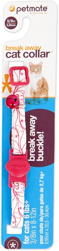 Petmate Cat Pet Collar with Break Away Buckle; Adjustable from 8-12 Inches Long; 3/8 Inch Wide
