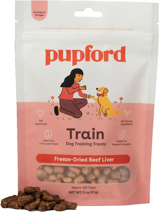 Pupford Freeze Dried Training Treats for Dogs & Puppies, 225+ Three Ingredient Bites (Beef Liver, 2 oz)
