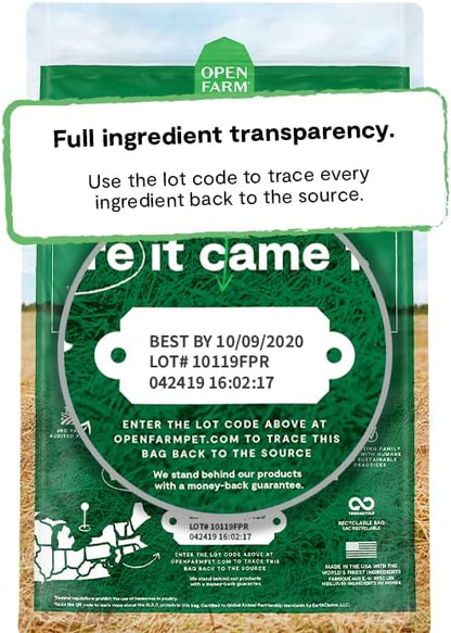 Open Farm Ancient Grains Dry Dog Food, Humanely Raised Meat Recipe with Wholesome Grains and No Artificial Flavors or Preservatives (Homestead Turkey Ancient Grain, 22 Pound (Pack of 1))