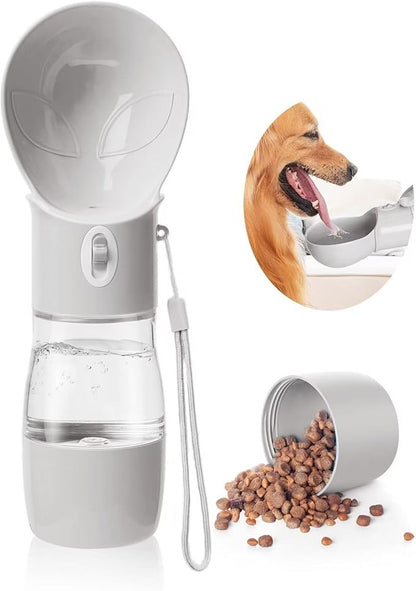 Portable Dog Water Bottle - Dishwasher Safe Material Multifunctonal Pet Dispenser Outdoor 2in1 Leek-Proof Dog Water Bottle with Perfect Sink Size - Quench Your Dog's Thirst On-The-Go(Gray)