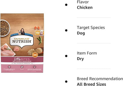 Nutrish Rachael Ray Little Bites Dry Dog Food, Chicken & Veggies Recipe for Small Breeds, 6 Pounds
