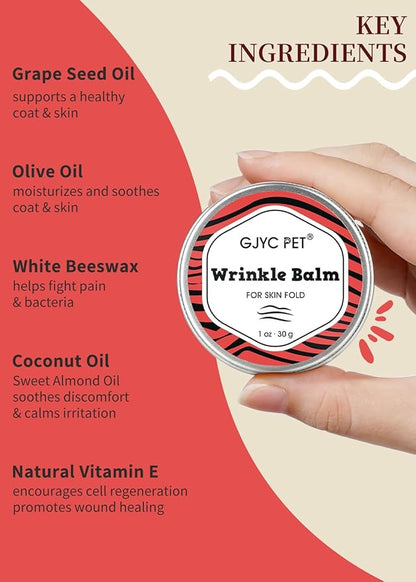 Wrinkle Wipes + Wrinkle Balm for Dogs | Bulldog, French Bulldog, Pug, English Bulldog | Cleans & Soothes Wrinkles, Folds, Tear Stain, Tail Pockets & Paws