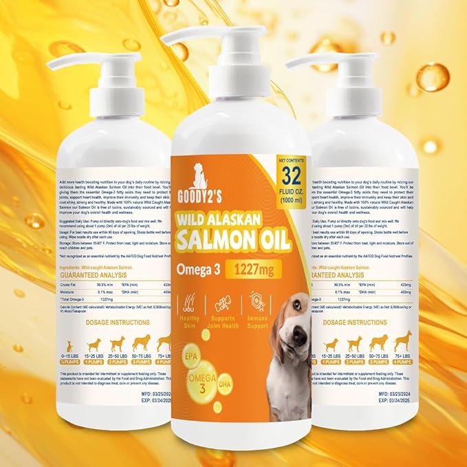 Alaskan Salmon Oil for Dogs & Cats - Omega 3 EPA DHA Fish Oil for Healthy Skin & Coat, Joint & Bone Support, Allergy Relief, & Inflammation Defense - 32oz All-Natural Liquid Supplement