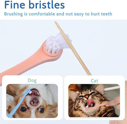 2 Pack Dog Toothbrush Cat Tooth Brush Pet Toothbrush Puppy Toothbrush Mini Head Soft Dog Toothbrush Deep Clean Kit for Puppy, Kitten, Small Dog & Cat, Portable Travel Friendly and Easy to Use